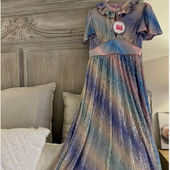 NWT Celia B Vestido Celeste Midi Dress Sequin Multi- Small- $415 - Picture 4 of 5